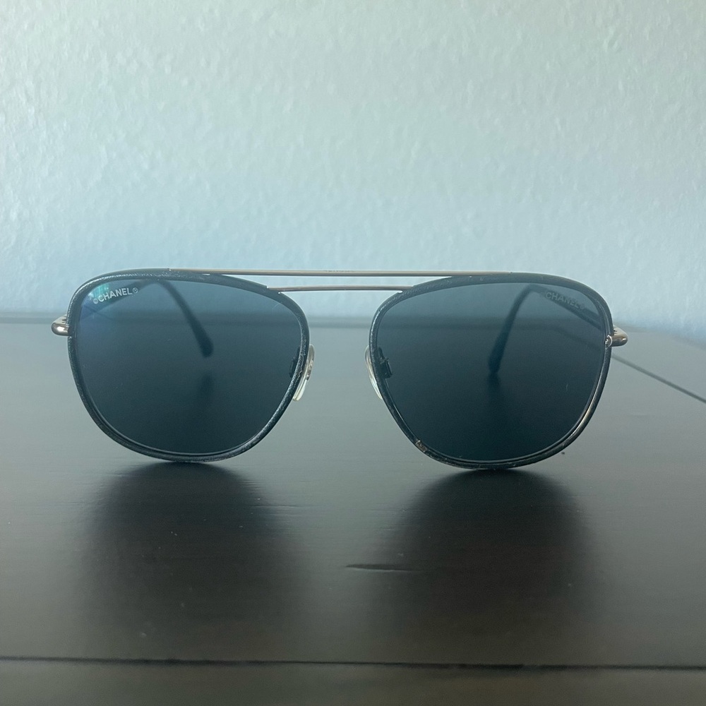Green Chanel Aviator Sunglasses
